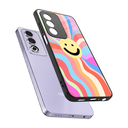 Cheerful Smiley sleek oppo a3 pro cover with tempered glass back and TPU edges