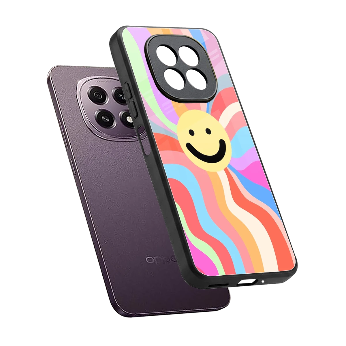 Cheerful Smiley sleek oppo f29 5g cover with tempered glass back and TPU edges