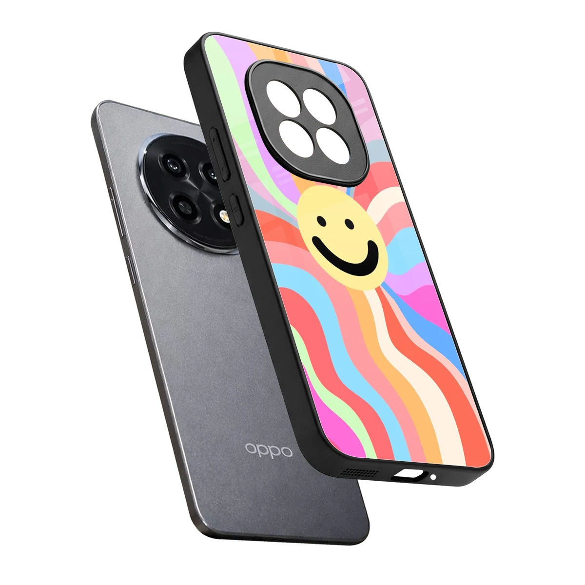 Cheerful Smiley sleek oppo f29 pro 5g cover with tempered glass back and TPU edges