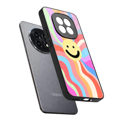 Cheerful Smiley sleek oppo f29 pro 5g cover with tempered glass back and TPU edges