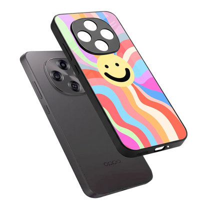 Cheerful Smiley sleek oppo f31 pro 5g cover with tempered glass back and TPU edges