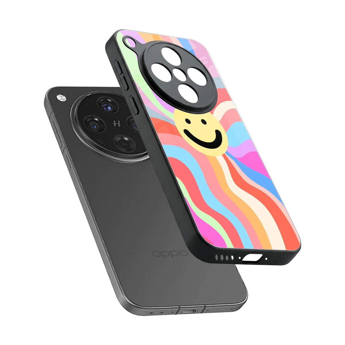 Cheerful Smiley sleek oppo find x8 cover with tempered glass back and TPU edges