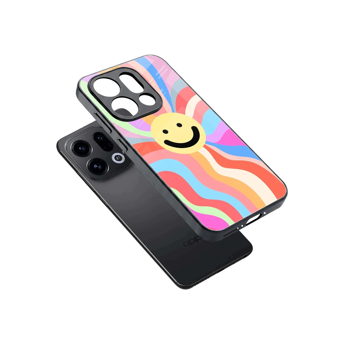 Cheerful Smiley sleek oppo find x9 cover with tempered glass back and TPU edges