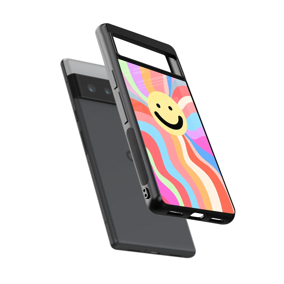 Cheerful Smiley sleek google pixel 6 pro cover with tempered glass back and TPU edges