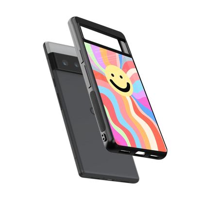 Cheerful Smiley sleek google pixel 6 pro cover with tempered glass back and TPU edges