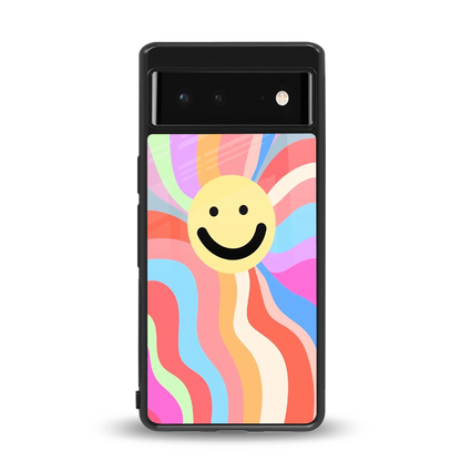 Cheerful Smiley back phone cover | glass case for google pixel 6