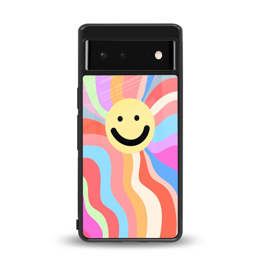 Cheerful Smiley back phone cover | glass case for google pixel 6a