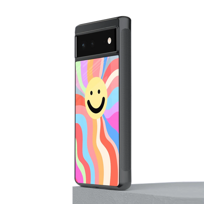 Cheerful Smiley stylish phone case for google pixel 6a | glossy glass and slim fit