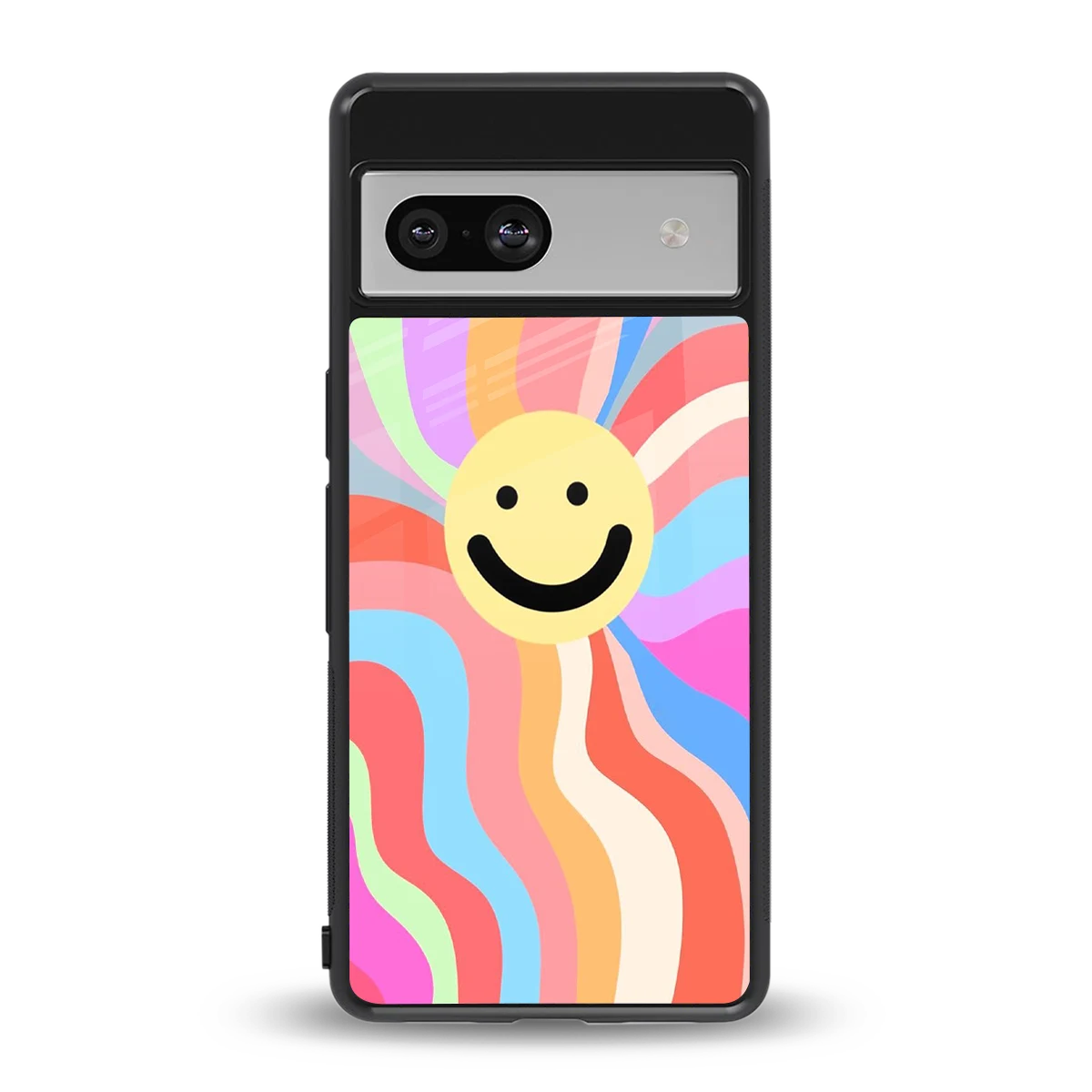 Cheerful Smiley back phone cover | glass case for google pixel 7a
