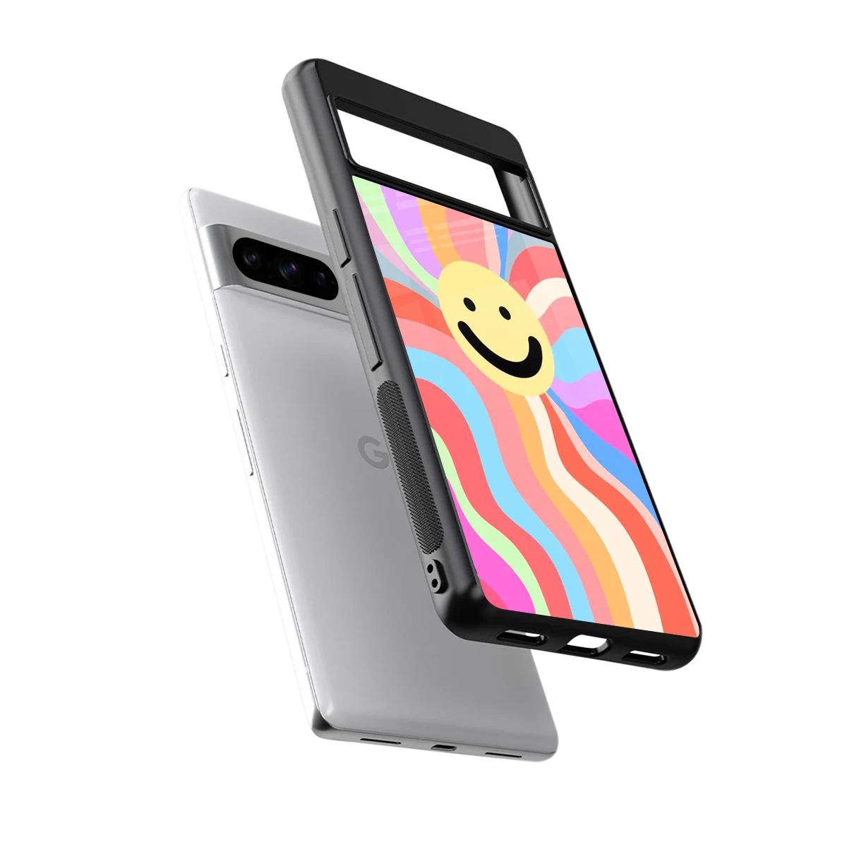 Cheerful Smiley sleek google pixel 8 pro cover with tempered glass back and TPU edges