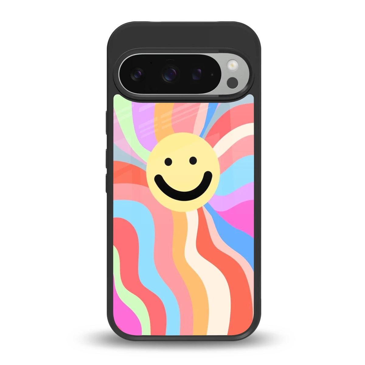 Cheerful Smiley back phone cover | glass case for google pixel 9 pro