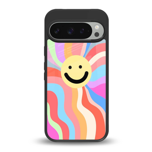 Cheerful Smiley back phone cover | glass case for google pixel 9 pro xl