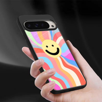 Cheerful Smiley sleek google pixel 9 pro cover with tempered glass back and TPU edges