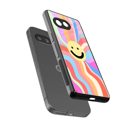 Cheerful Smiley sleek google pixel 10a cover with tempered glass back and TPU edges