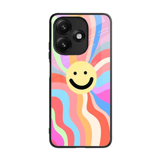 Cheerful Smiley back phone cover | glass case for redmi 12 5g