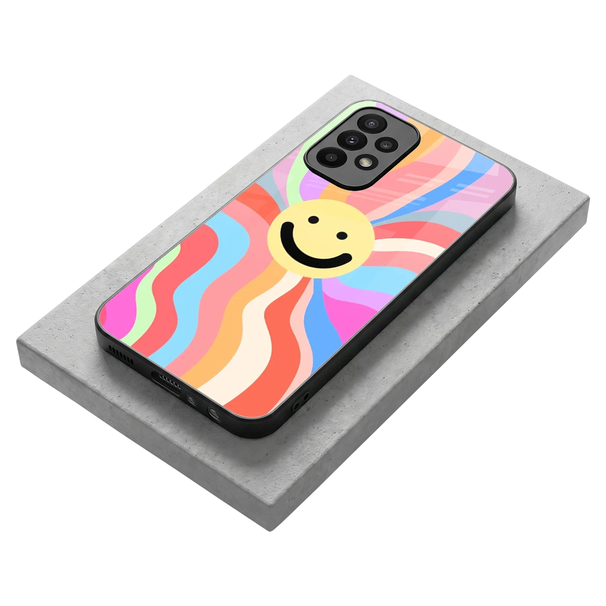 Cheerful Smiley stylish phone case for samsung galaxy a23 | glossy glass and slim fit