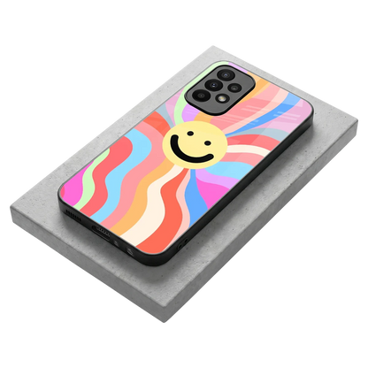 Cheerful Smiley stylish phone case for samsung galaxy a23 | glossy glass and slim fit