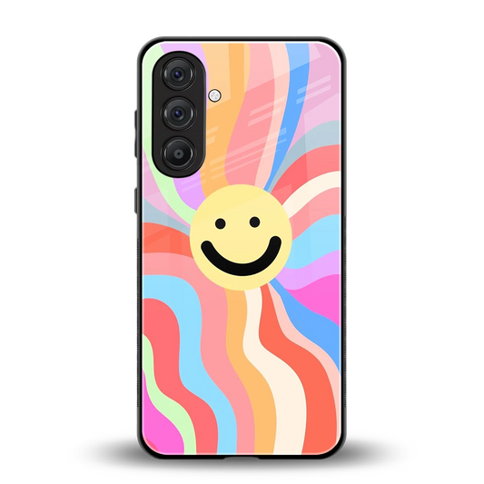 Cheerful Smiley back phone cover | glass case for samsung galaxy m36 5g