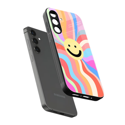 Cheerful Smiley sleek samsung galaxy m35 5g cover with tempered glass back and TPU edges