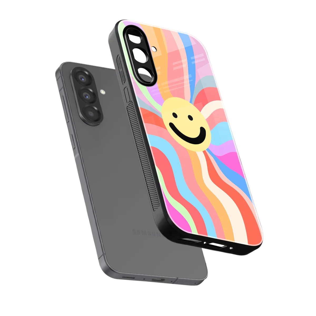 Cheerful Smiley sleek samsung galaxy a36 5g cover with tempered glass back and TPU edges