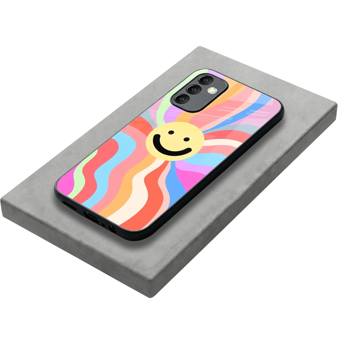 Cheerful Smiley stylish phone case for samsung galaxy m14 5g | glossy glass and slim fit