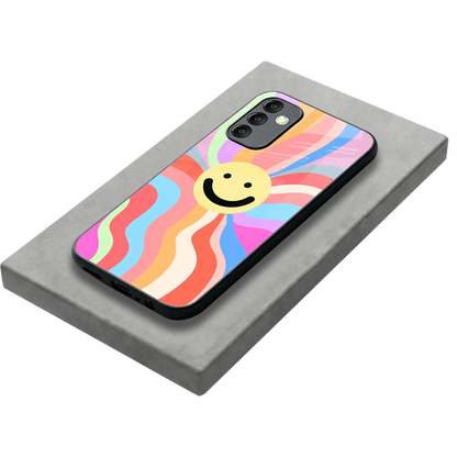 Cheerful Smiley stylish phone case for samsung galaxy m14 5g | glossy glass and slim fit