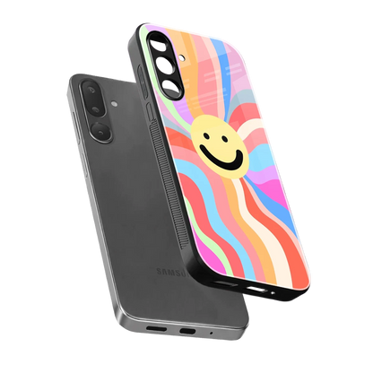 Cheerful Smiley sleek samsung galaxy m36 5g cover with tempered glass back and TPU edges