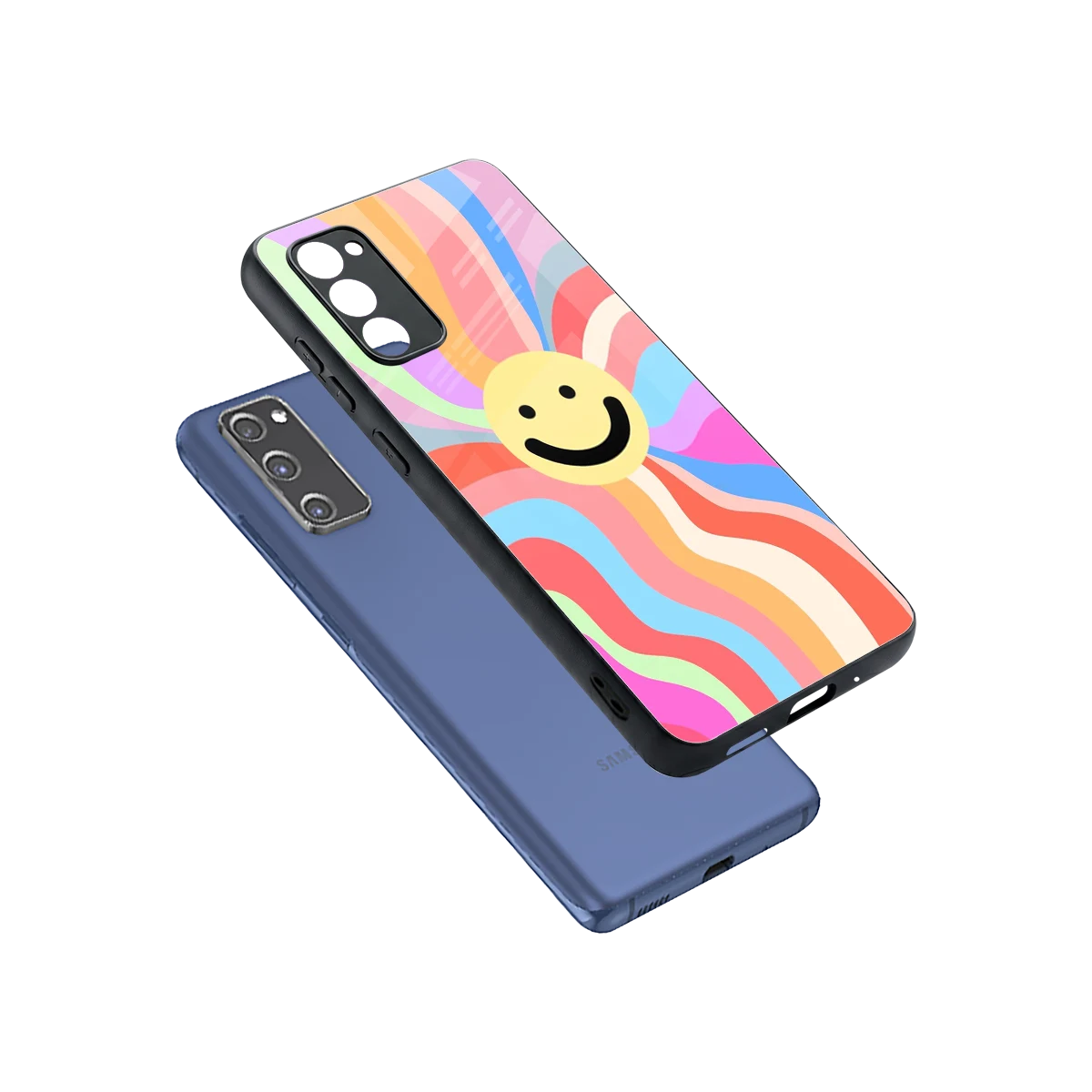 Cheerful Smiley sleek samsung galaxy s20 fe cover with tempered glass back and TPU edges