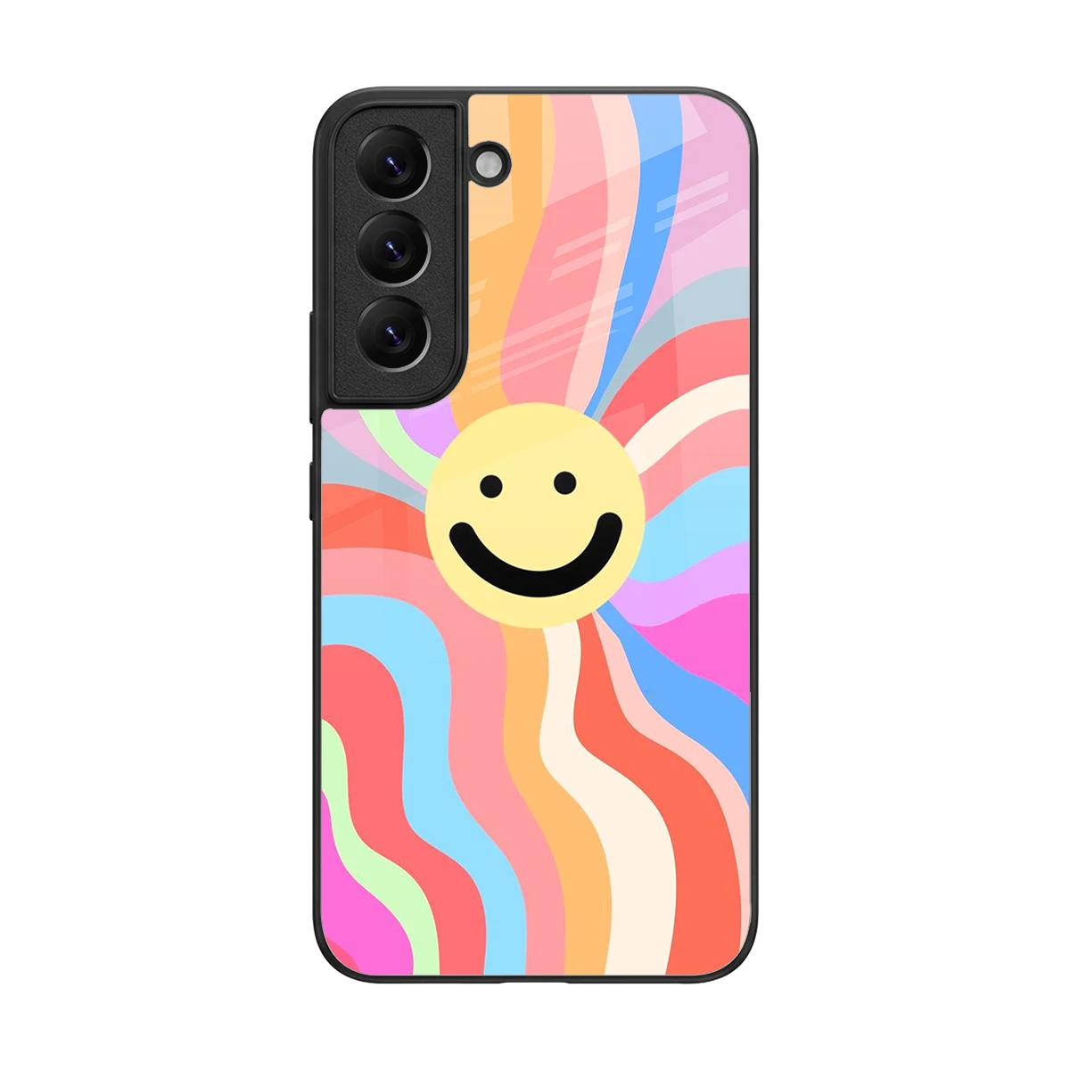Cheerful Smiley back phone cover | glass case for samsung galaxy s22