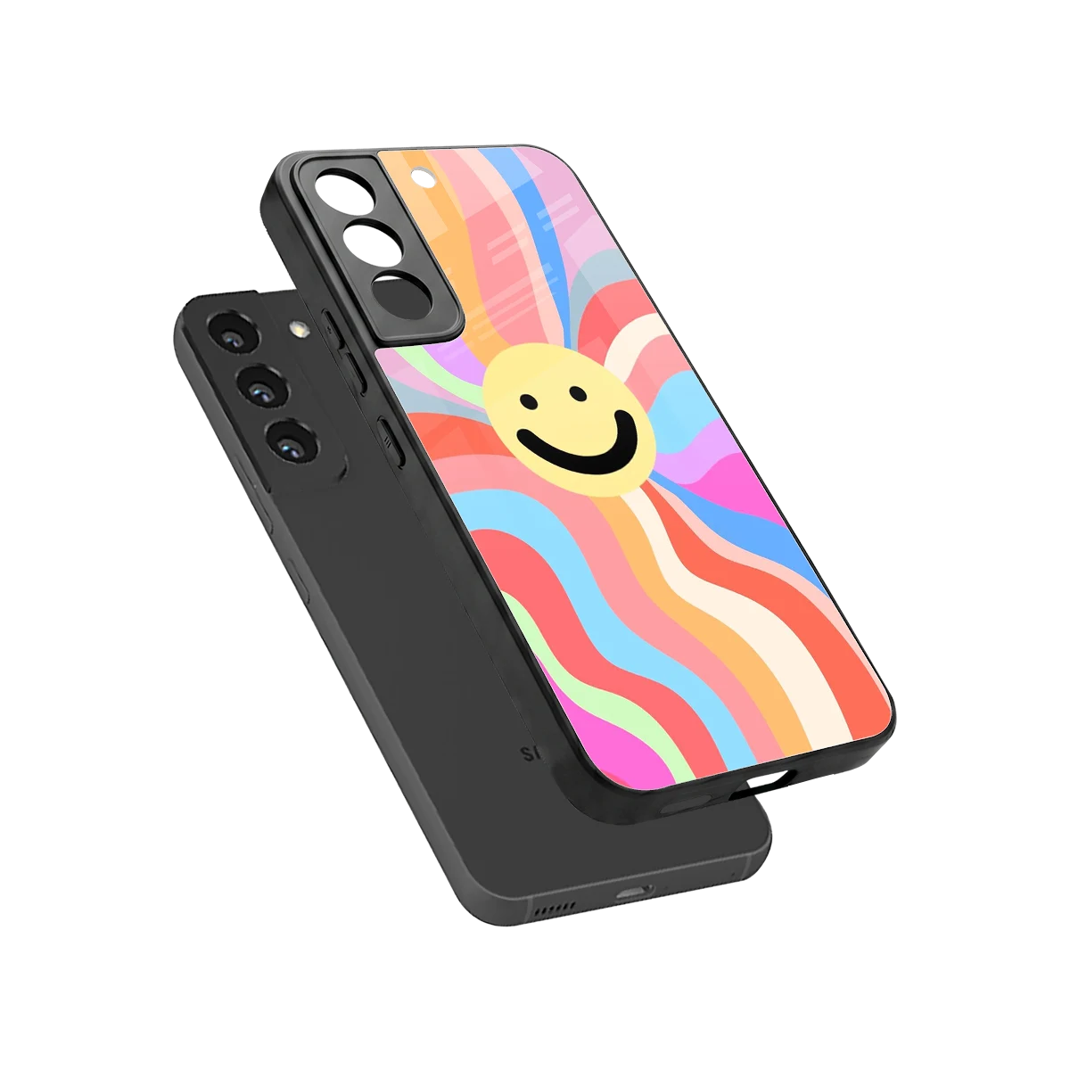 Cheerful Smiley sleek samsung galaxy s22 cover with tempered glass back and TPU edges