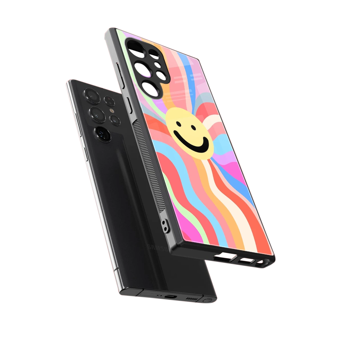 Cheerful Smiley sleek samsung galaxy s24 ultra cover with tempered glass back and TPU edges