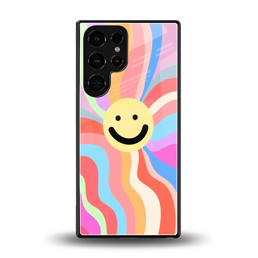 Cheerful Smiley back phone cover | glass case for samsung galaxy s25 ultra