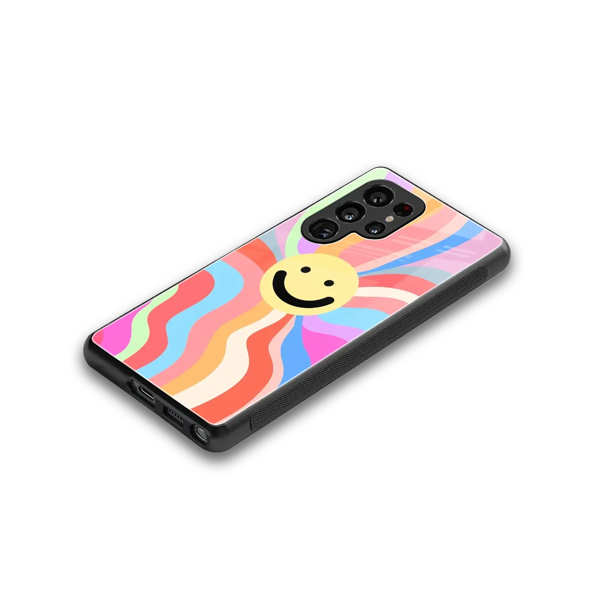 Cheerful Smiley stylish phone case for samsung galaxy s25 ultra | glossy glass and slim fit