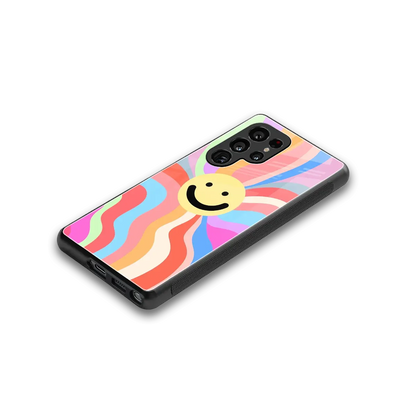 Cheerful Smiley stylish phone case for samsung galaxy s25 ultra | glossy glass and slim fit