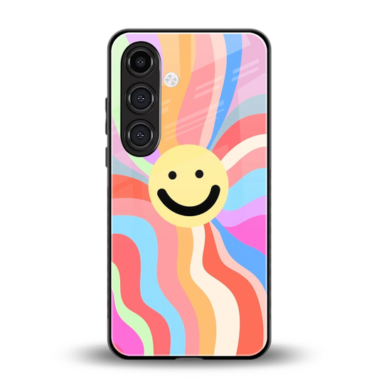 Cheerful Smiley back phone cover | glass case for samsung galaxy s25 fe
