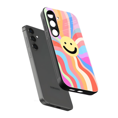 Cheerful Smiley sleek samsung galaxy s24 fe cover with tempered glass back and TPU edges
