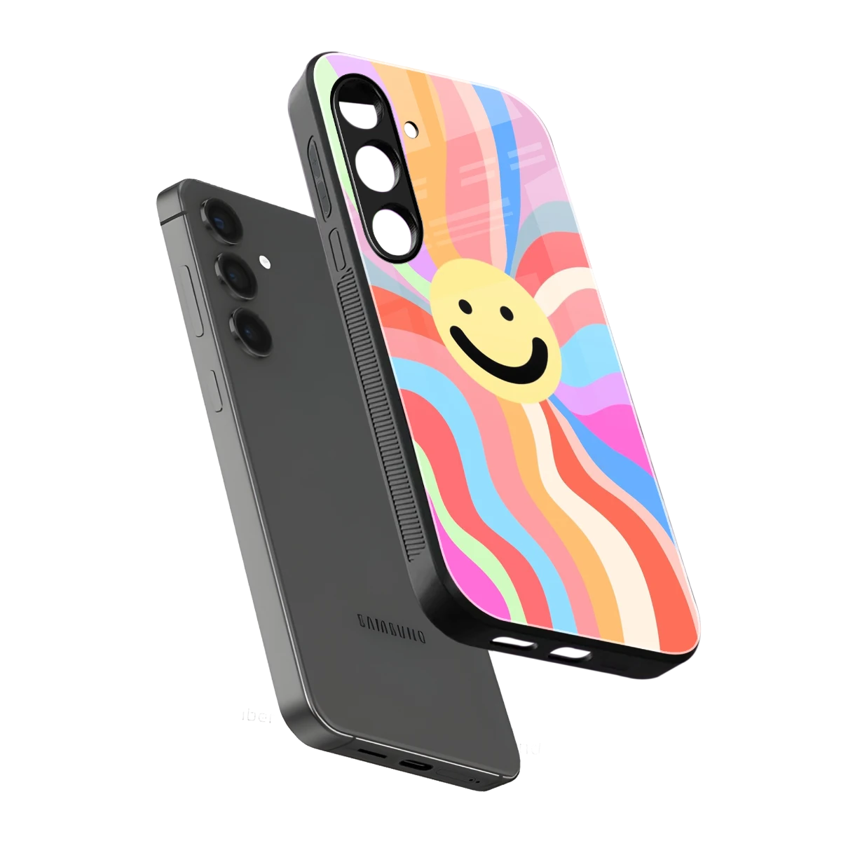 Cheerful Smiley sleek samsung galaxy s24 cover with tempered glass back and TPU edges