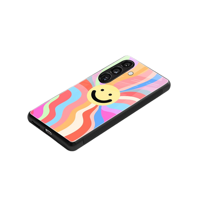 Cheerful Smiley stylish phone case for samsung galaxy s25 | glossy glass and slim fit