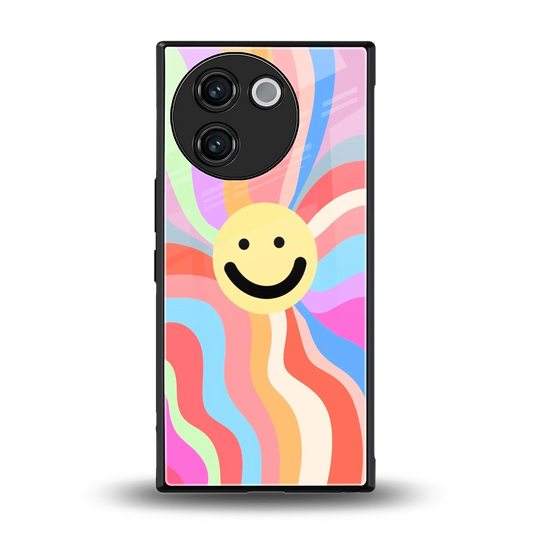 Cheerful Smiley back phone cover | glass case for vivo v30e