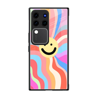 Cheerful Smiley back phone cover | glass case forvivo v30 pro
