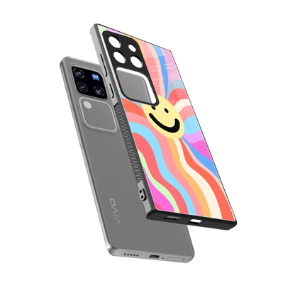 Cheerful Smiley sleekvivo v30 pro cover with tempered glass back and TPU edges