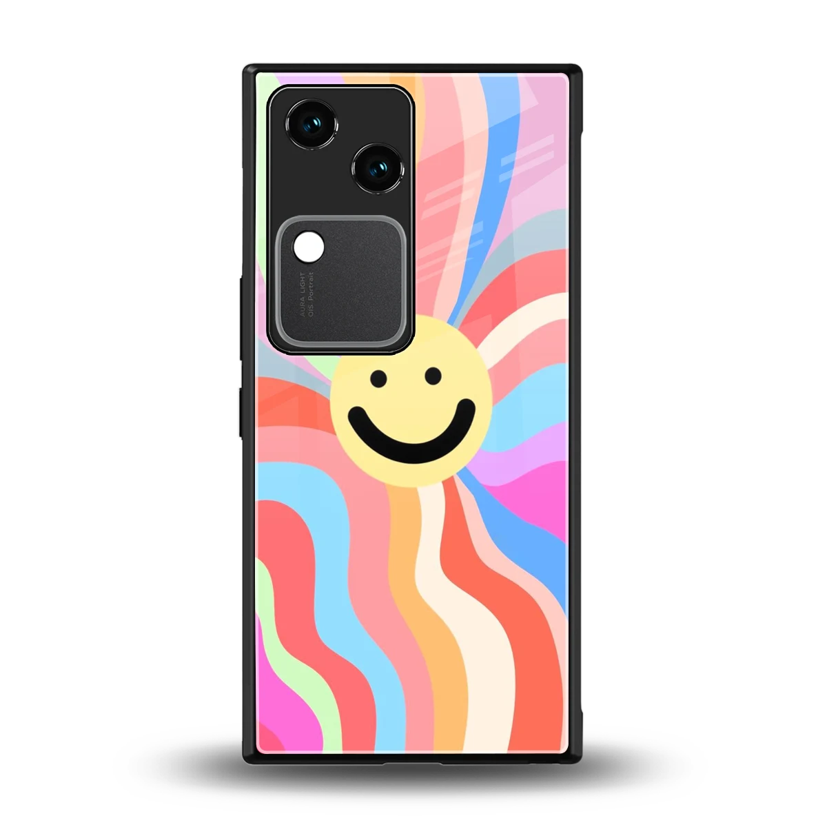Cheerful Smiley back phone cover | glass case for vivo v30