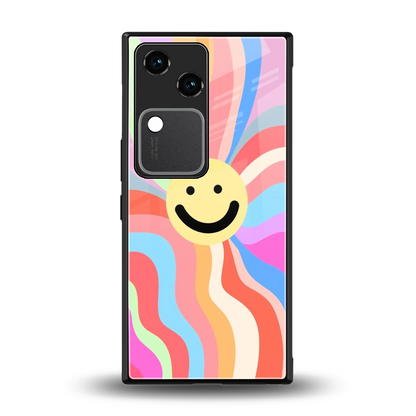 Cheerful Smiley back phone cover | glass case for vivo v30