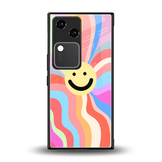Cheerful Smiley back phone cover | glass case for vivo v30