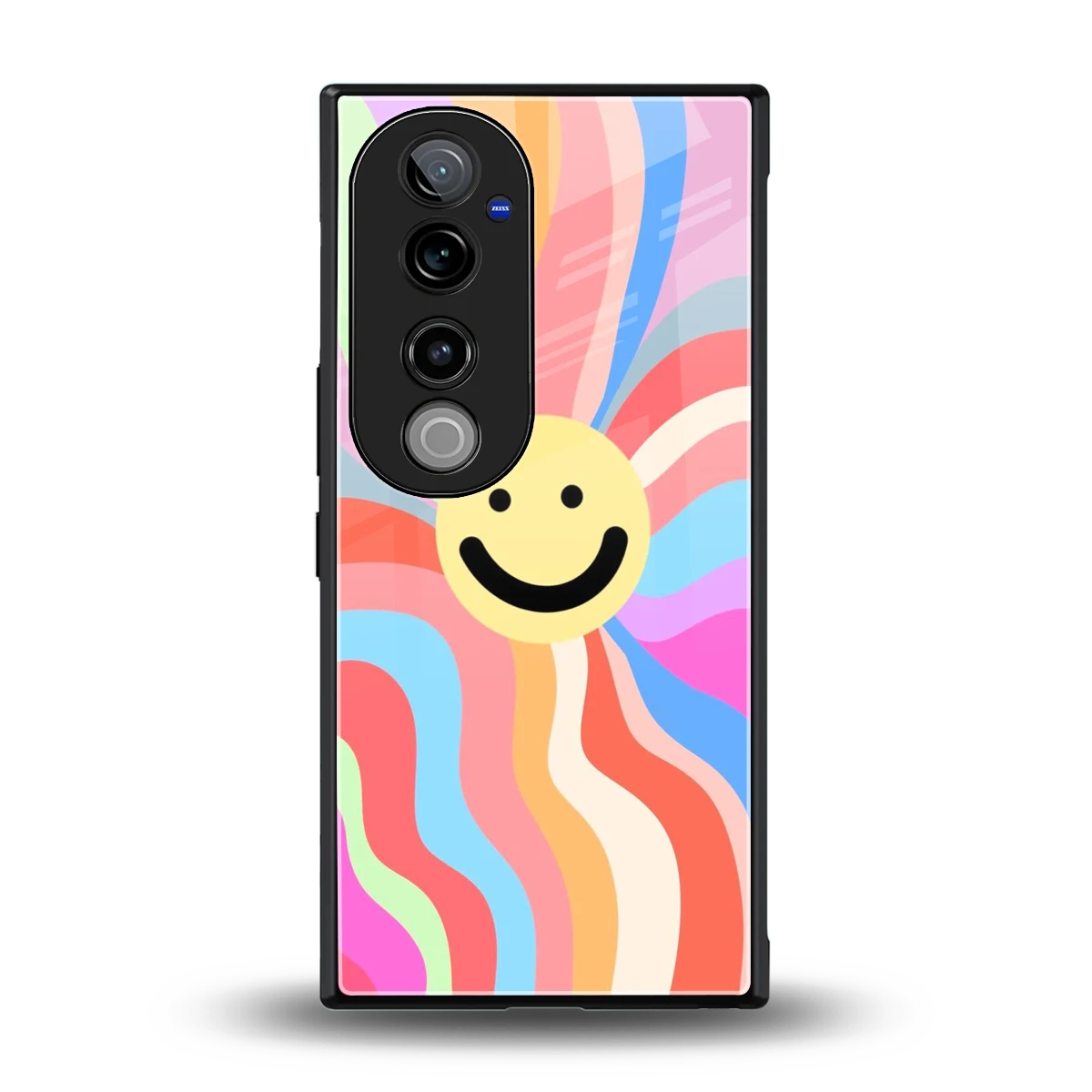 Cheerful Smiley back phone cover | glass case for vivo v40 pro