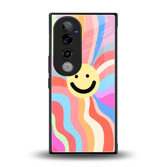 Cheerful Smiley back phone cover | glass case for vivo v40 pro