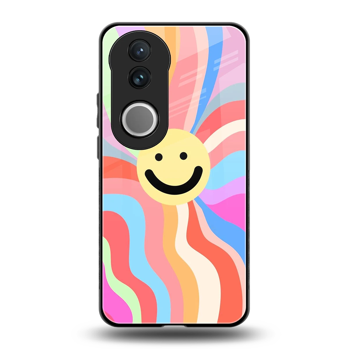 Cheerful Smiley back phone cover | glass case for vivo v50