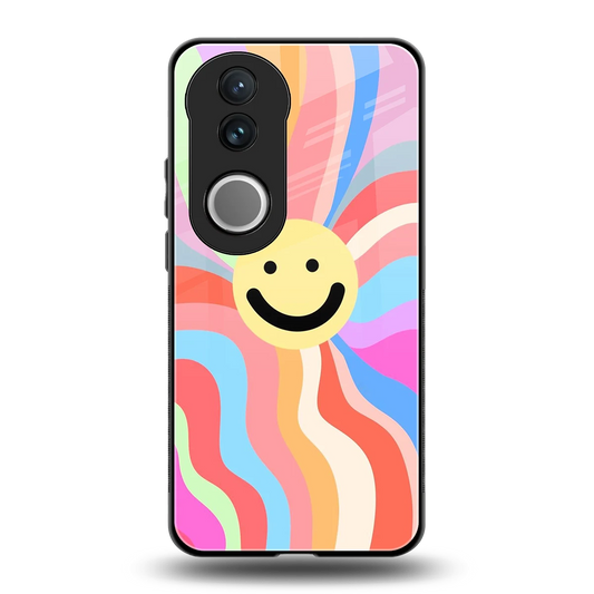 Cheerful Smiley back phone cover | glass case for vivo v50