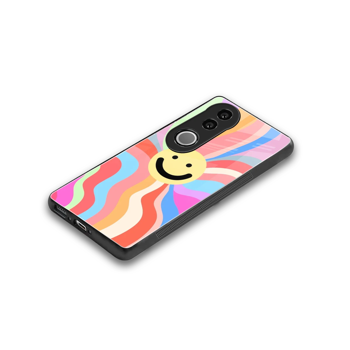 Cheerful Smiley stylish phone case for vivo v50 | glossy glass and slim fit