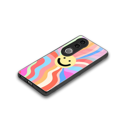 Cheerful Smiley stylish phone case for vivo v50 | glossy glass and slim fit